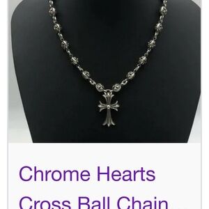 Chrome Hearts Black and Silver Cross Necklace